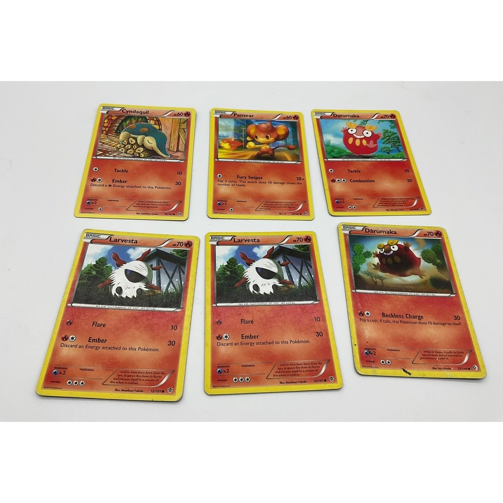 Pokemon Card Lot 6pc Fire Type Cyndaquil Pansear Darumaka Larvesta TCG TCG